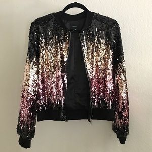 Sequined Ombré Bomber Jacket. NWT